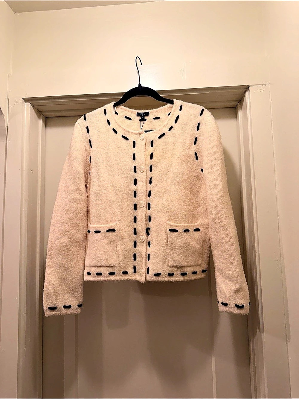Rails Juliette Cardigan Color Block Cream & Black Small